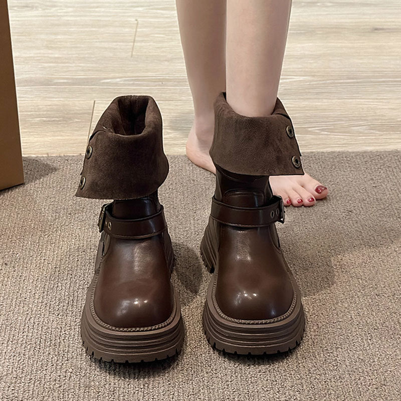 British Style Retro Chunky Sole Short Boots