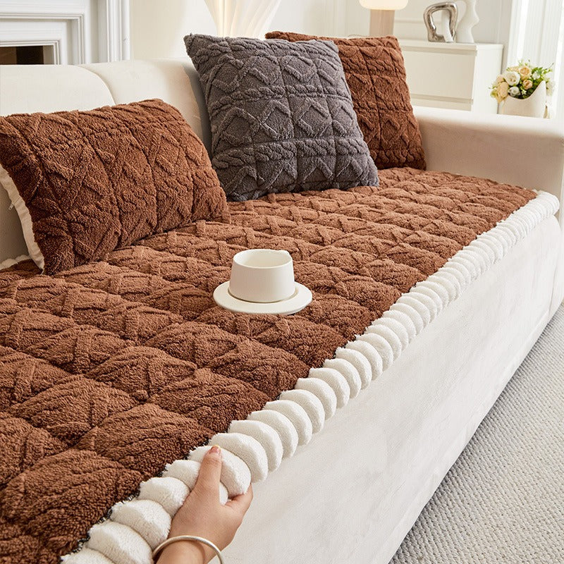 Thick Plush Sofa Cushion for Autumn & Winter Comfort