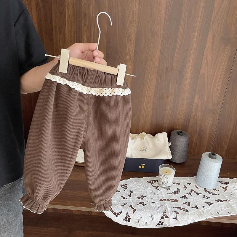 Girls' Fleece-Lined Corduroy Pants Winter Warm Baby Trousers