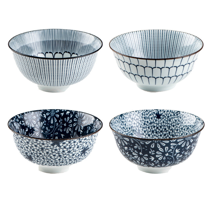 Retro Japanese-Style Ceramic Bowl for Rice, Noodles & Gifts