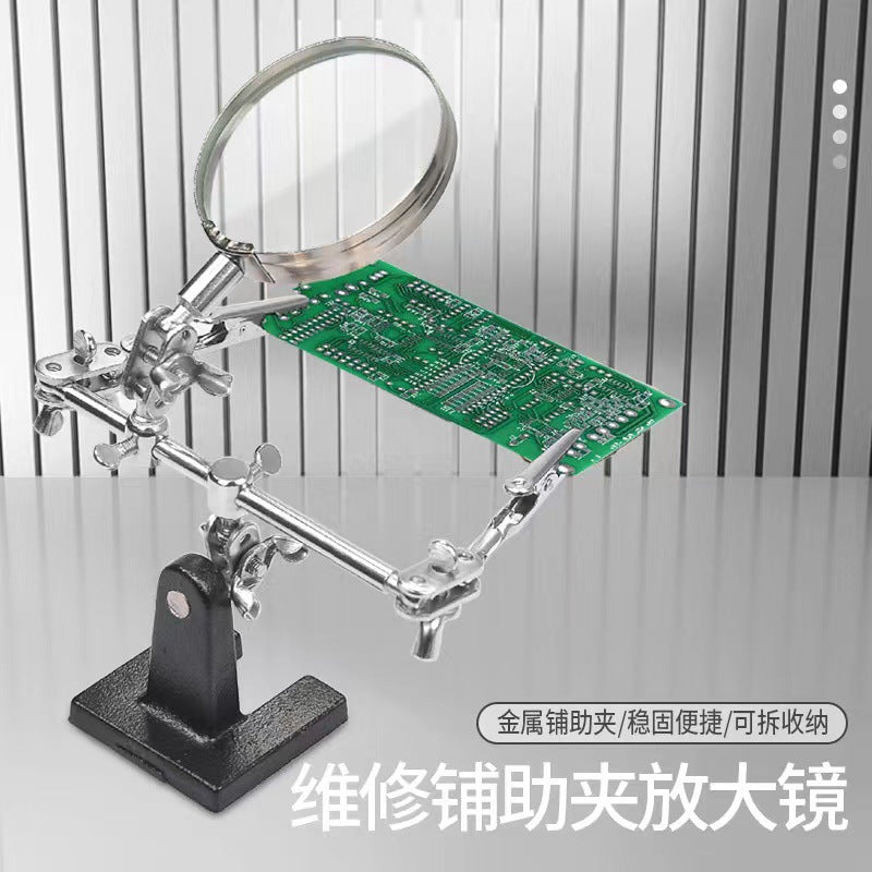 STOCK-Desktop Magnifying Glass with Adjustable Clip for PCB