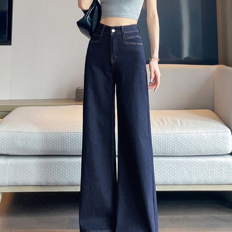 STOCK-Denim Dark Blue Wide-Leg Jeans