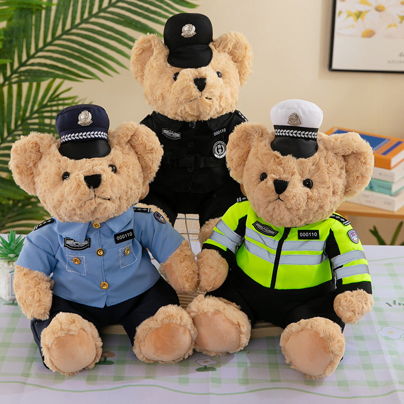 Police Teddy Bear Plush Toy in Uniform for Kids Gift