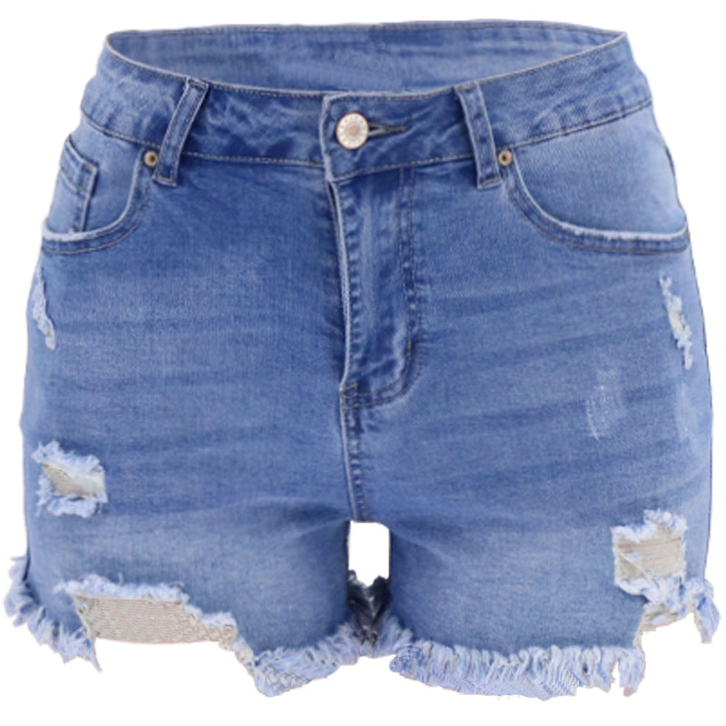 Ripped High Waist Denim Shorts Women