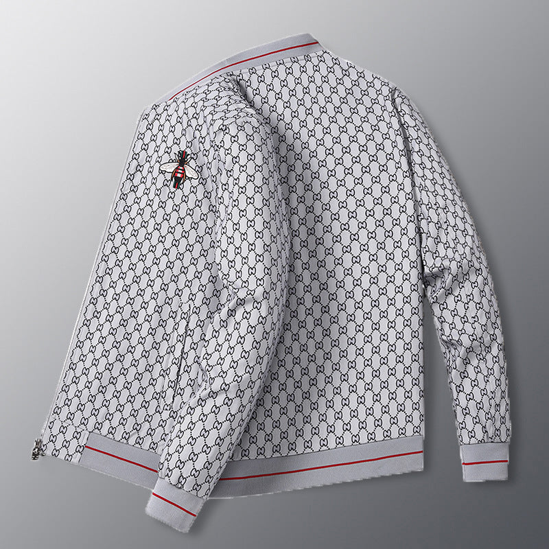 INSTOCK-Men's Motorcycle Bee Embroidered Jacket Coat