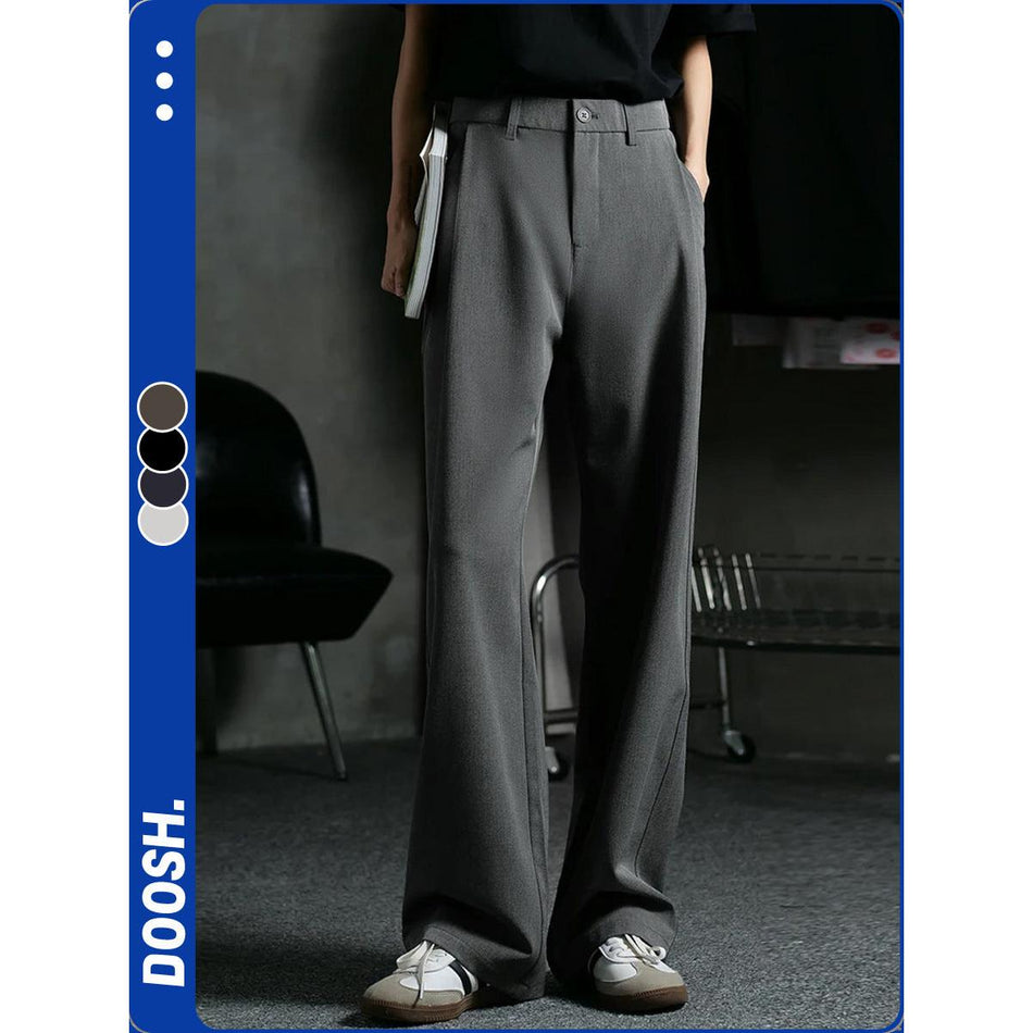 Men’s Black Drape Wide-Leg Loose Straight Luxury Trousers