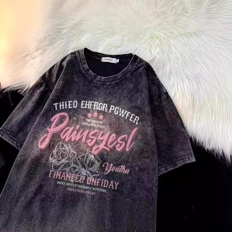 Men’s Retro Washed T-Shirt – Loose Heavy Cotton Style