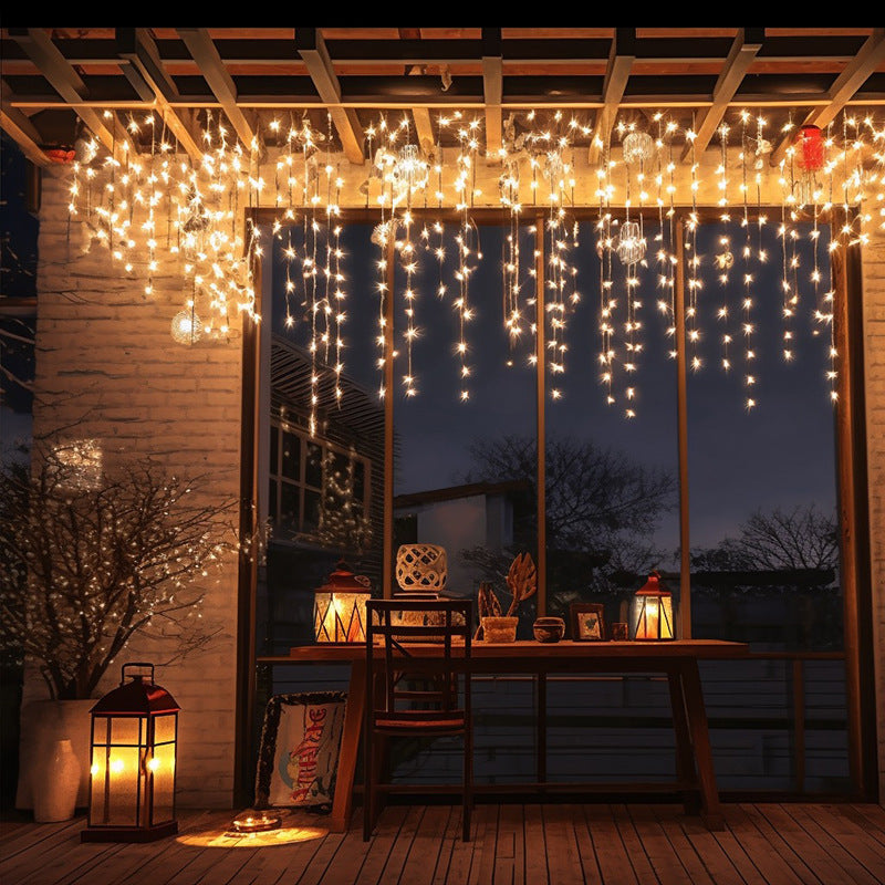 Solar Ice Strip Lights Outdoor Christmas LED Waterfall