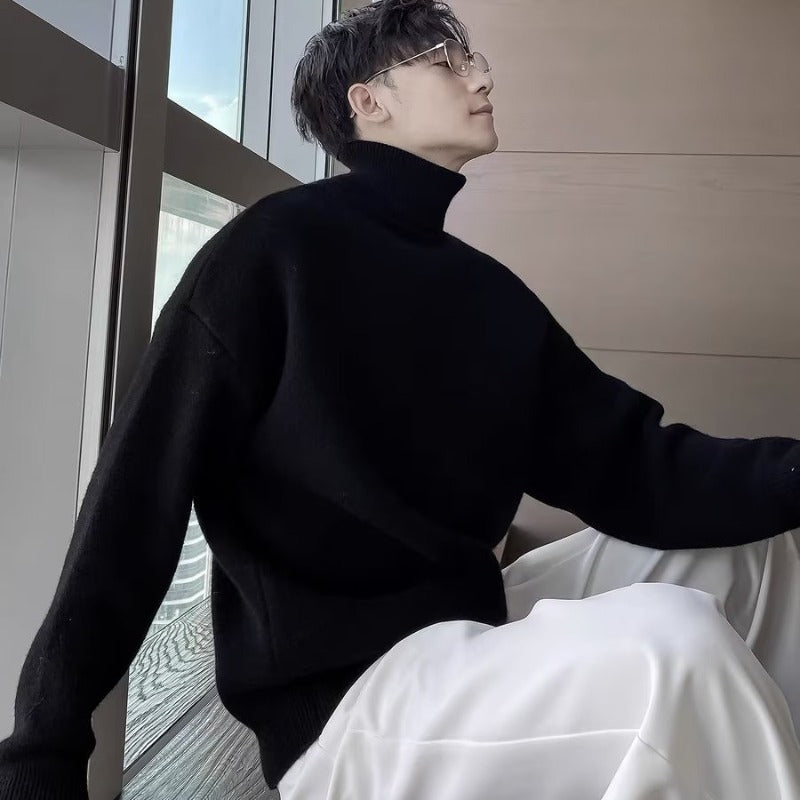 Men’s Korean-Style Loose Cashmere Turtleneck Sweater