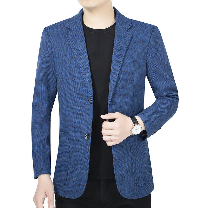 Men’s Woolen Casual Suit Jacket – Slim-Fit Spring & Autumn