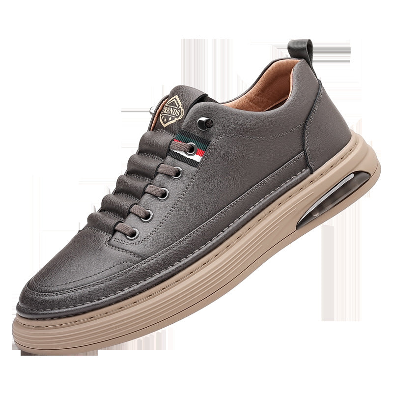 Men's Cowhide Thick Sole Board Sneakers Breathable Casual Shoes