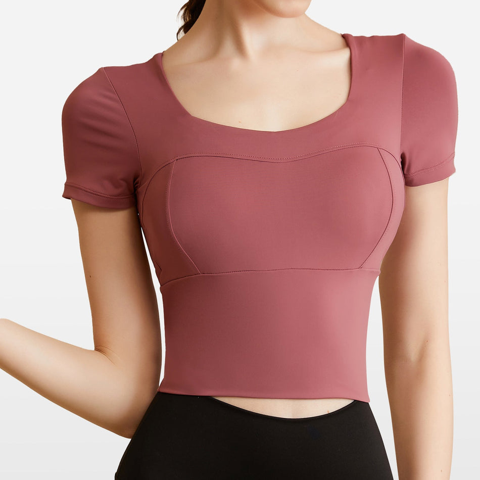 Naked-Feel Yoga T-Shirt – Short Sleeve & Padded