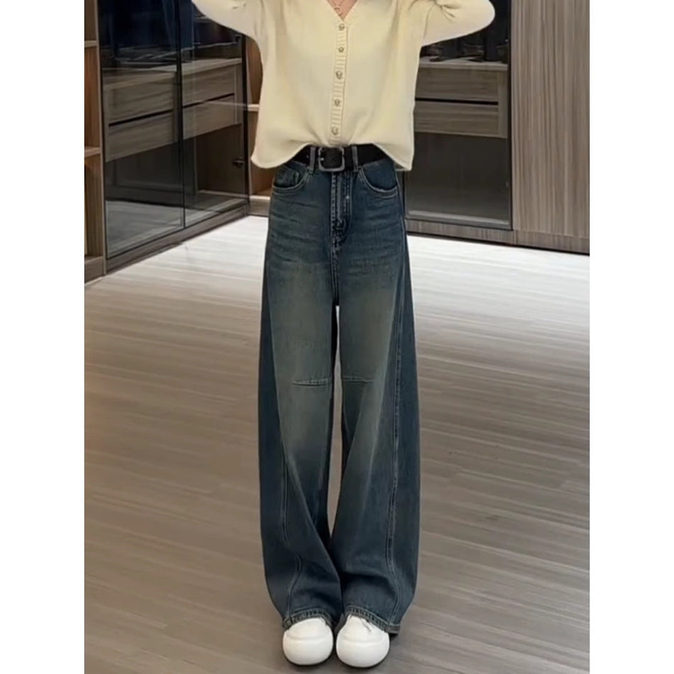 Plus Size Slimming High Waist Wide Leg Jeans