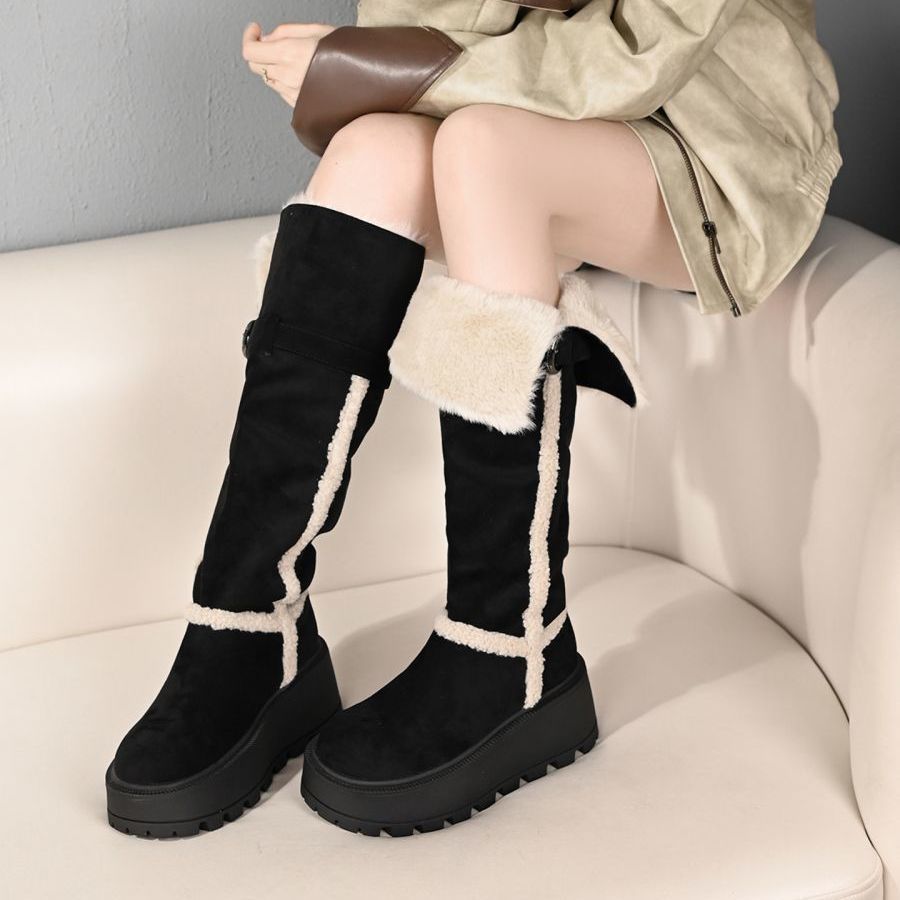 Winter Plush Knee-High Snow Boots for Women 2026