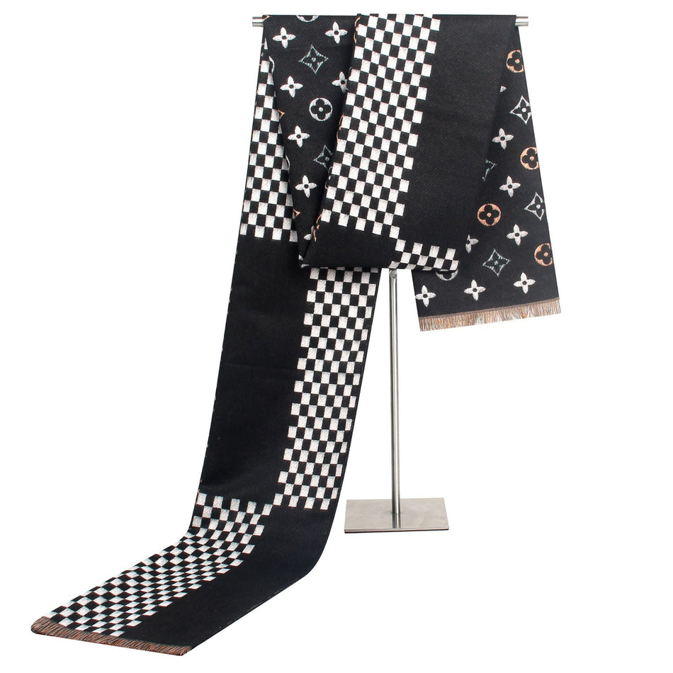 Men’s Floral Plaid Scarf European & American Classic Style