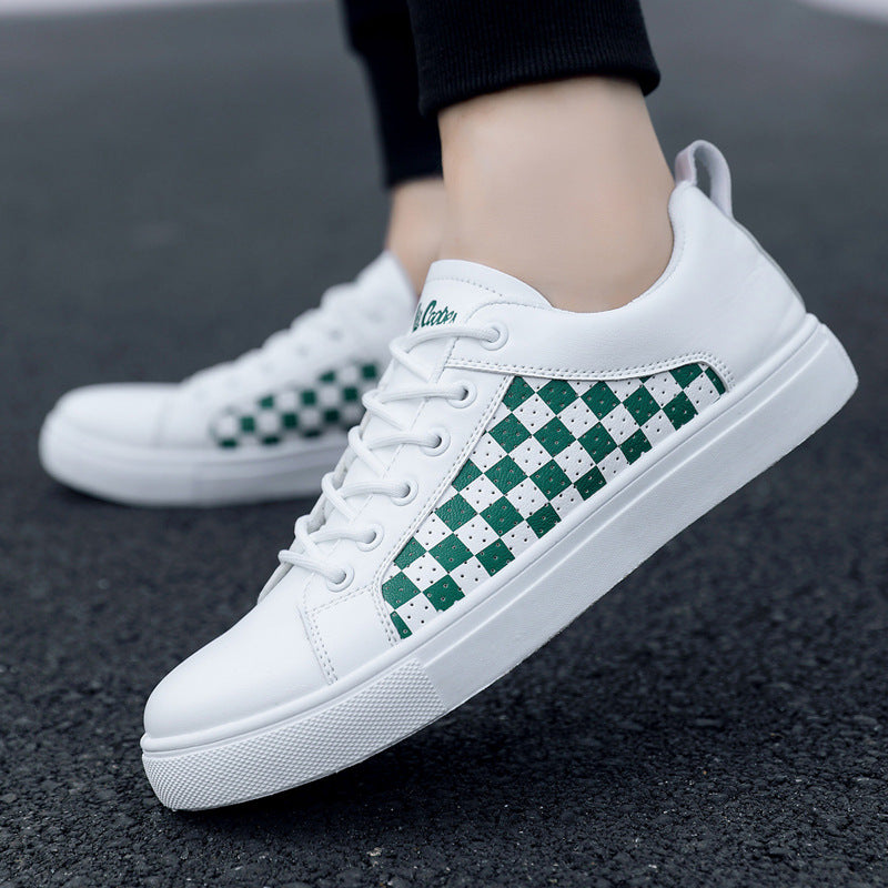 2024 Checkerboard Men’s Shoes – Extra-Large White PU Sneakers