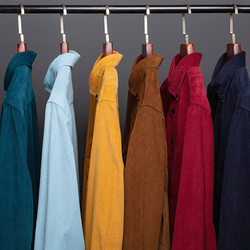 Men’s Corduroy Long Sleeve Shirt – Plus Size