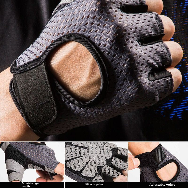 Breathable Half-Finger Gym Gloves – Mesh & Non-Slip