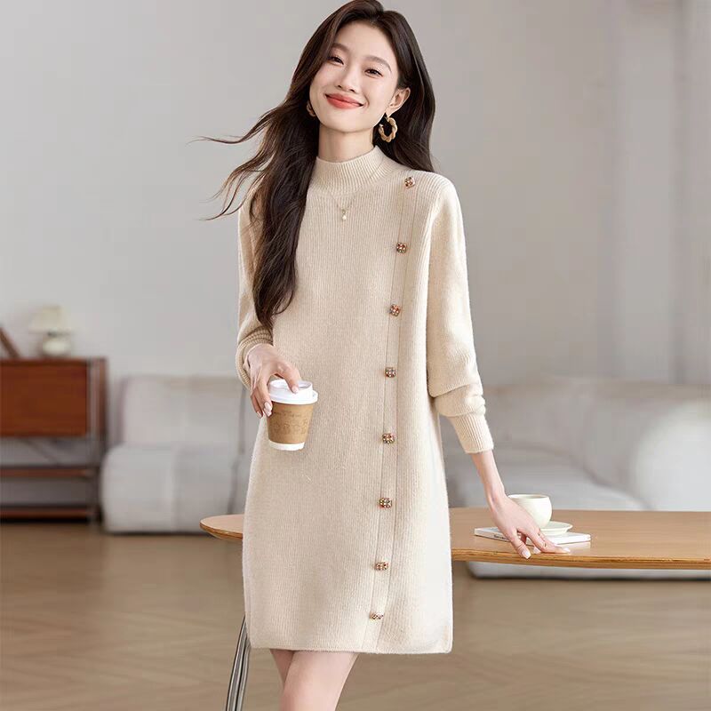 STOCK-Women’s Mid-Length Knitted Dress Set