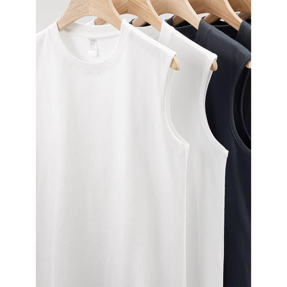 Men’s Heavyweight Cotton Sleeveless Sports White Vest Top