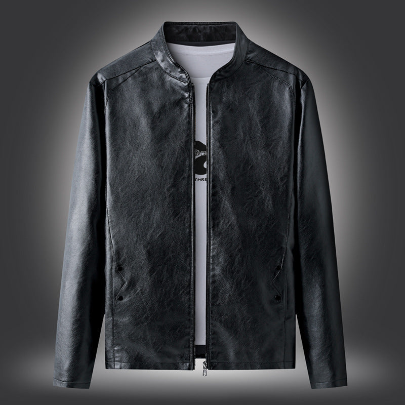 Men’s 2023 Korean-Style Large Leather Motorcycle Jacket