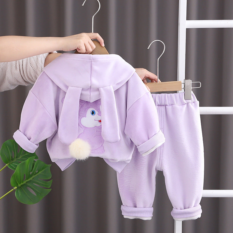 STOCK-Baby Velvet Sweatshirt Set | Unisex 2-Piece Winter Wear