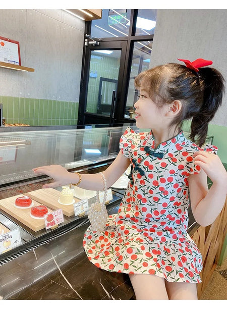 Girls Han Dynasty Cheongsam Dress Summer 2024 – Summer Kids Fashion Nepal | Tudoholic