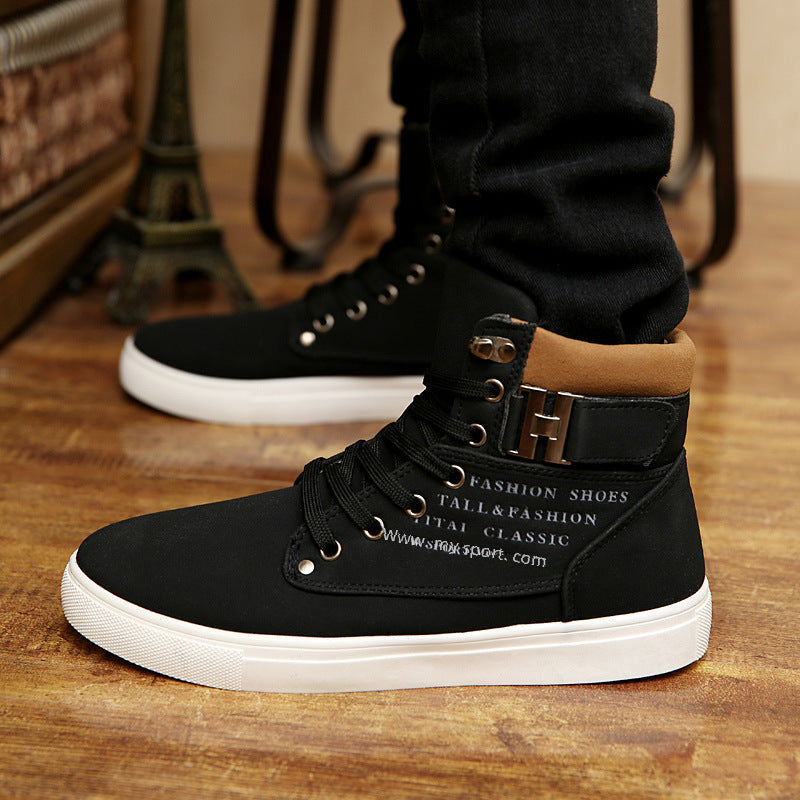 STOCK-Korean High-Top Board Shoes – Retro Lace-Up Martin Style