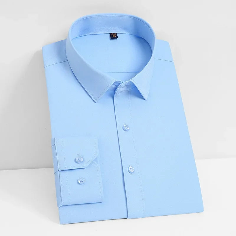 STOCK-Men's Slim White Shirt | Non-Iron Business Style
