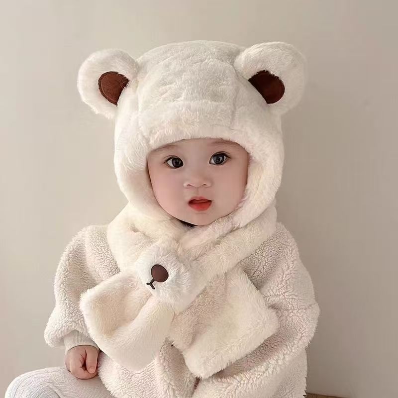 Baby Winter Plush Hat & Scarf – Thickened Velvet Cap