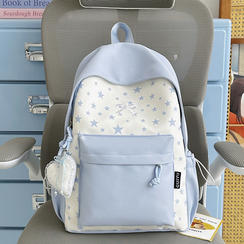 Stylish Star Print Nylon Backpack for Students