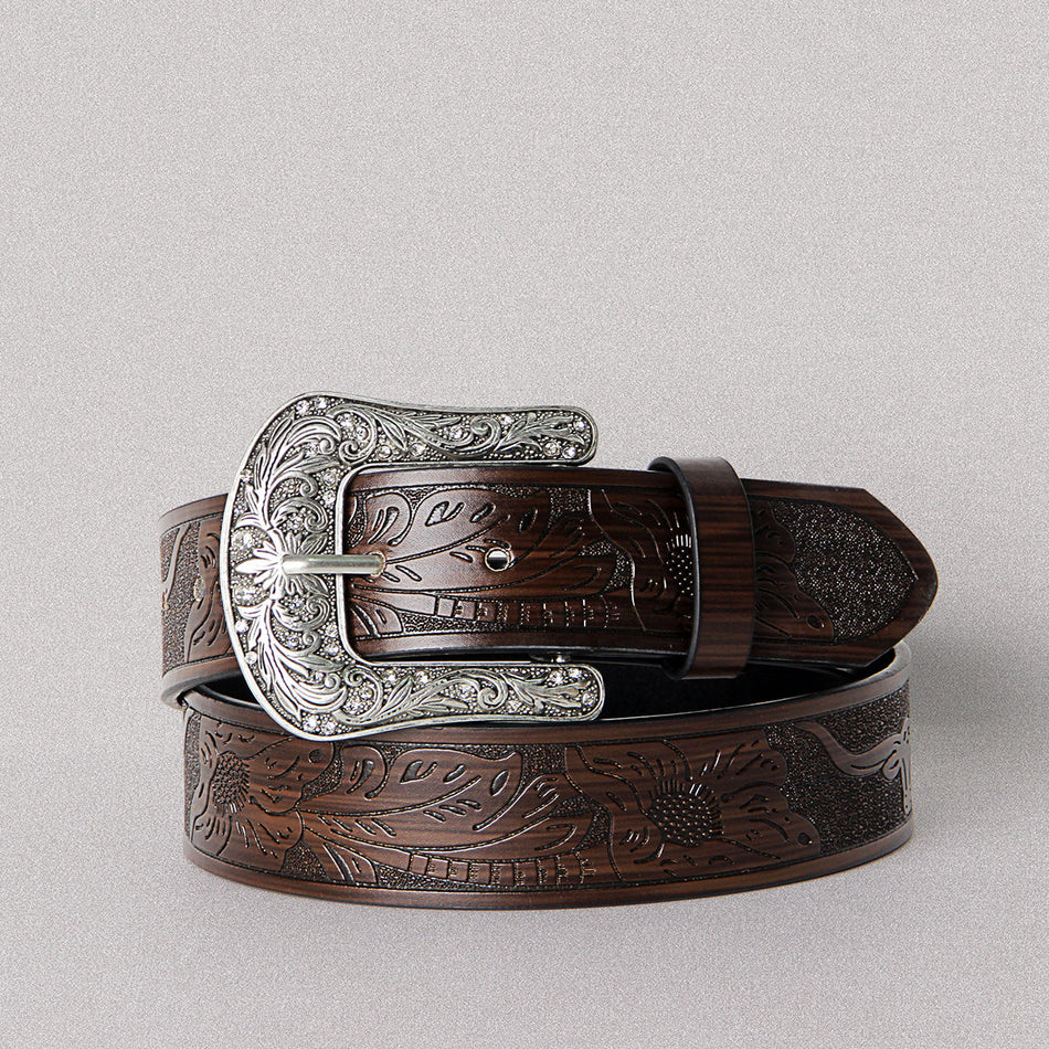 Retro PU Denim Belt – Vintage Pin Buckle Style