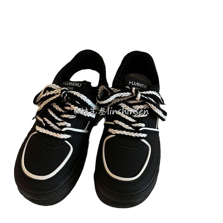 Women’s Little Black Thick-Soled Korean Casual Shoes