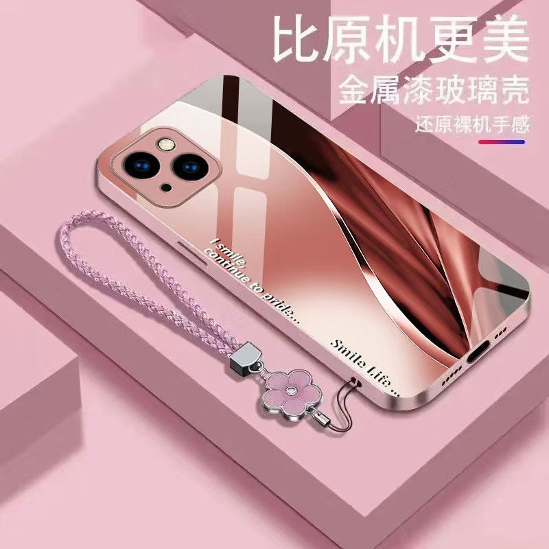 STOCK-Metallic Glass Case for iPhone 13 Mini–16 Pro