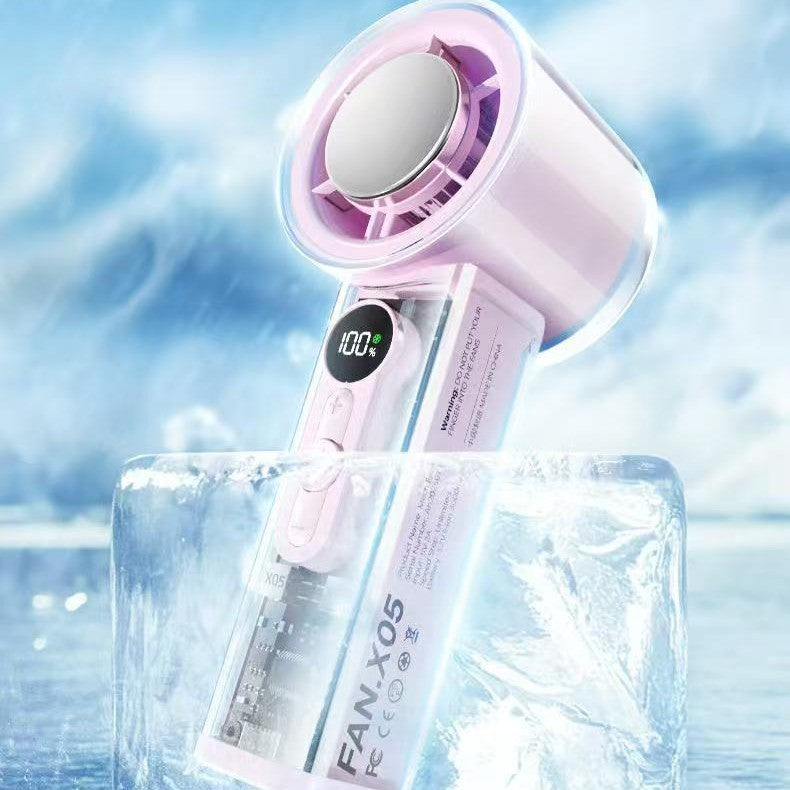 USB Turbine Handheld Fan – Portable Mini Fan with Digital Display