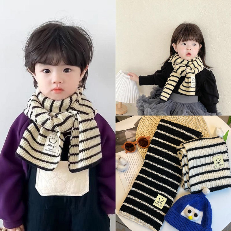 Kids’ Plaid Winter Scarf – Korean Style for Boys & Girls