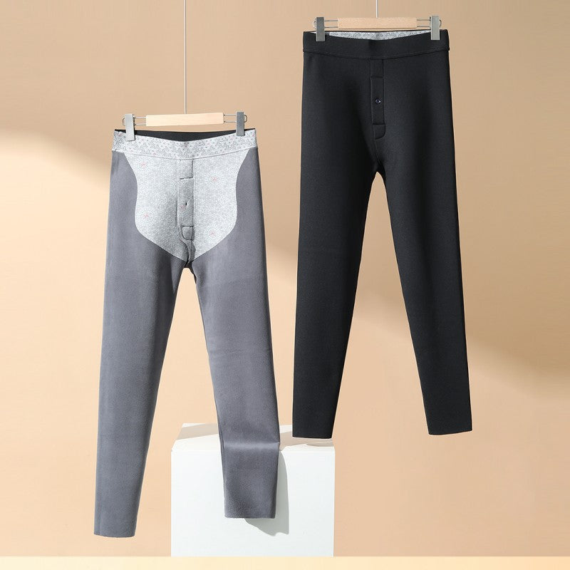 Men’s Fleece-Lined Thermal Base Layer Cotton Pants Winter
