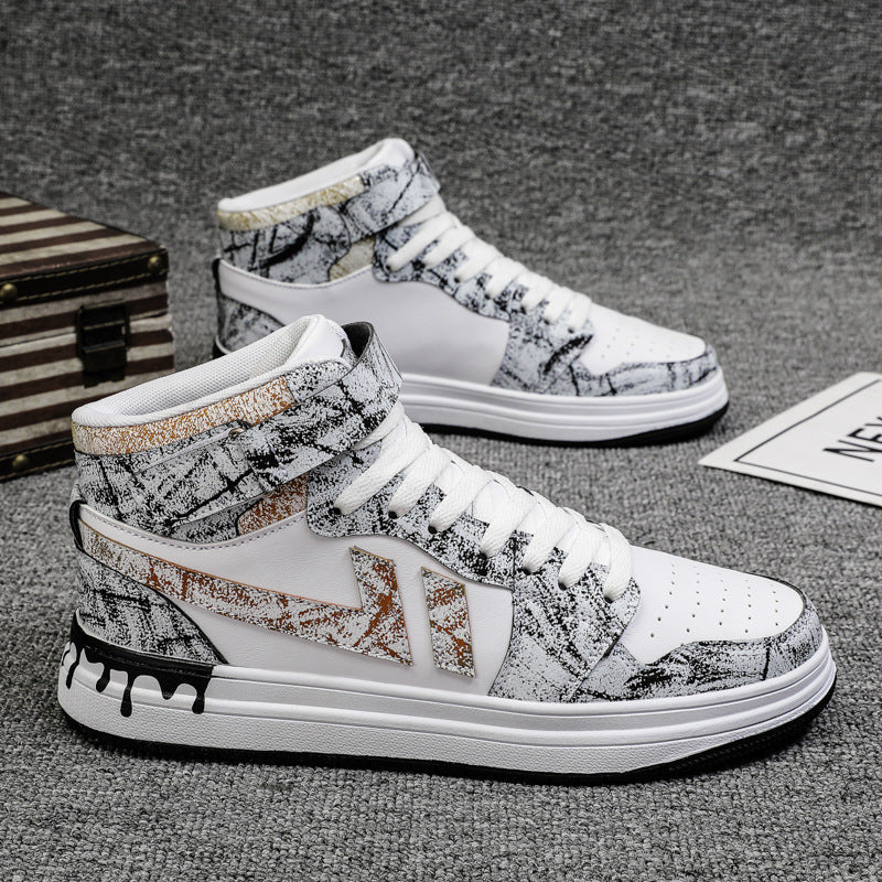 Plus-Size Graffiti High-Top Shoes for Men – Size 45-47