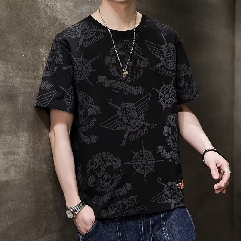 Men's Graffiti Print Half Sleeve T-Shirt – Trendy & Comfortable