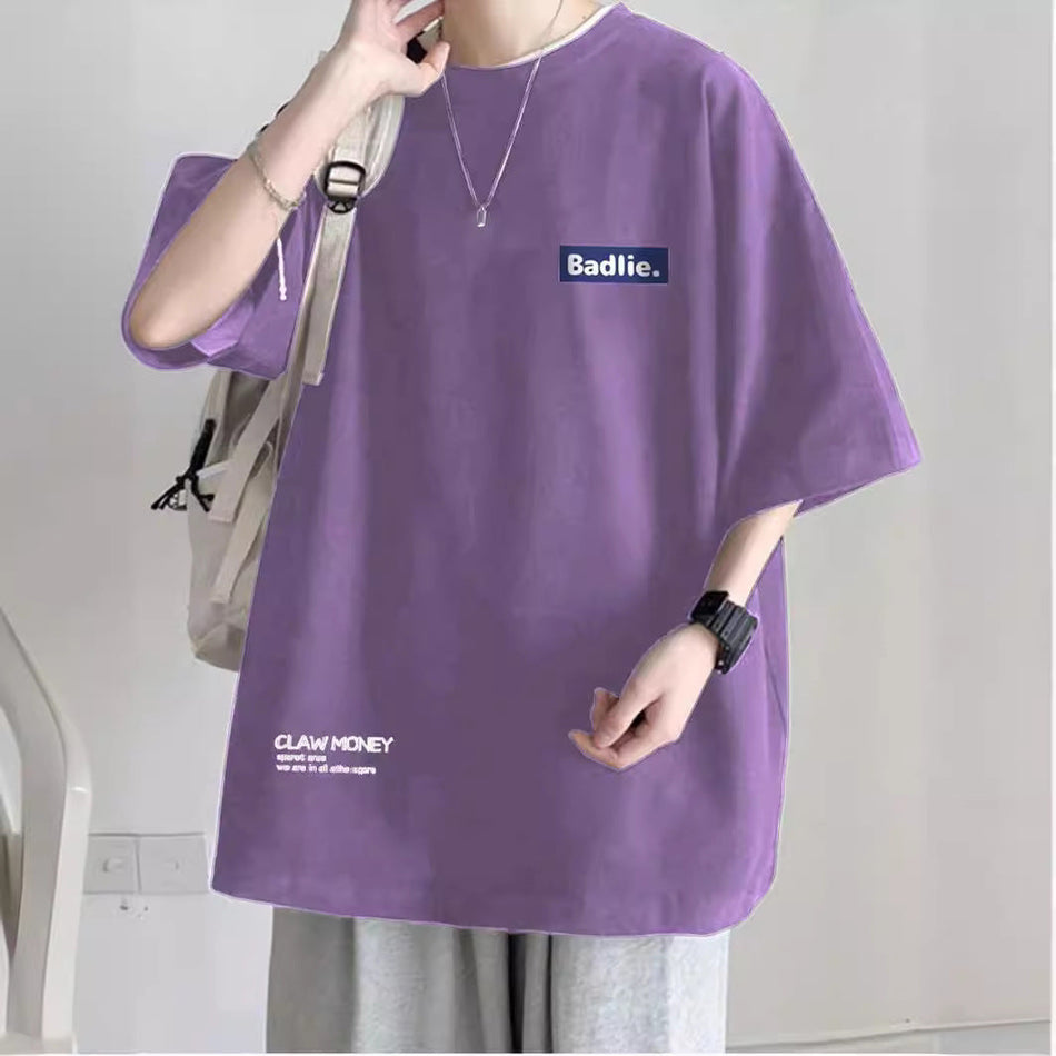STOCK-Plus-Size 100% Cotton Loose Casual Summer T-Shirt for Teens