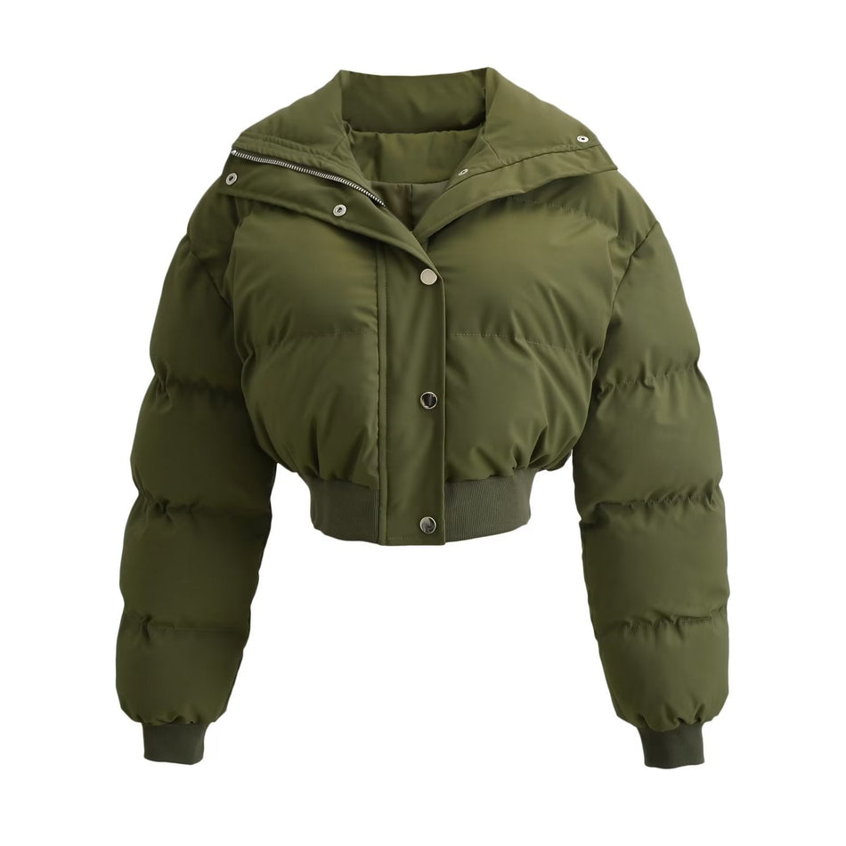 STOCK-Slim Lapel Cotton Jacket with Zipper for Women