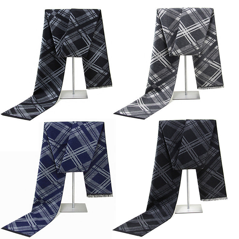 Men’s Business Plaid Scarf Imitation Cashmere Warm
