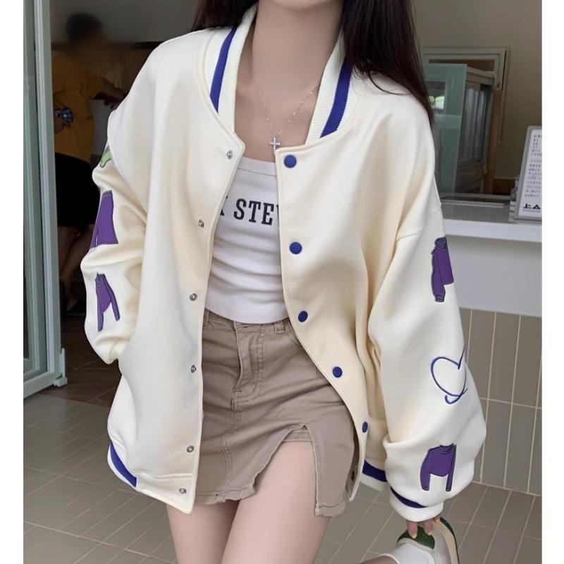 INSTOCK-Women’s Retro Loose Student Baseball Jacket