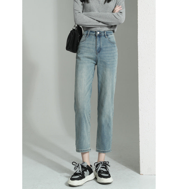 2026 Spring High-Waist Straight Cropped Women’s Jeans