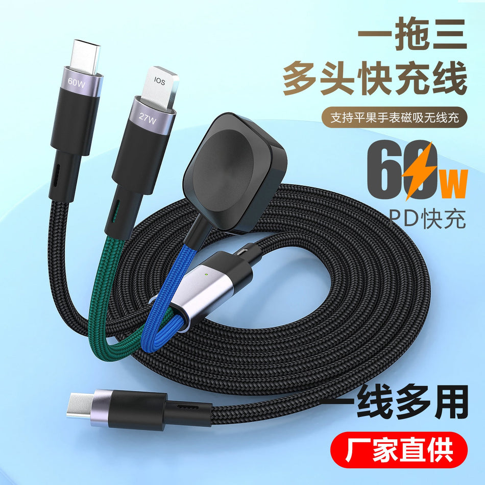 STOCK-PD 60W 3-in-1 Fast Charging Cable with Magnetic Watch