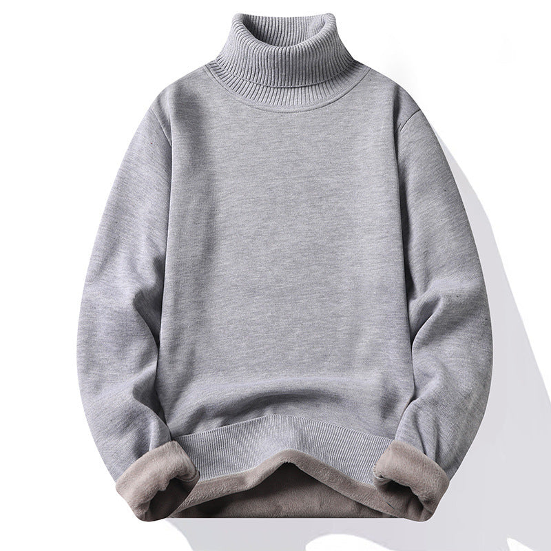 STOCK-Men’s High Neck Fleece-Lined Sweater – Slim Fit Knit