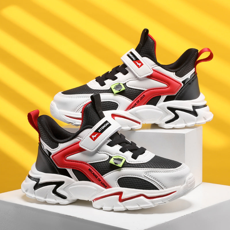 Kids’ Autumn Sneakers – Mesh Leather Sports Shoes