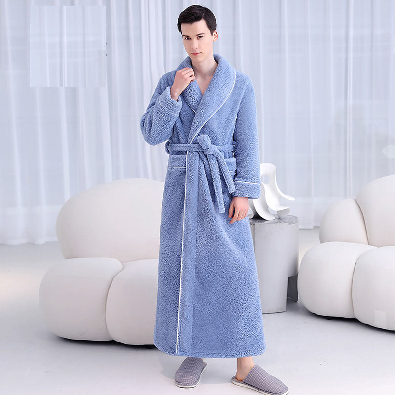Men’s Thickened Plush Nightgown | Autumn Winter Homewear