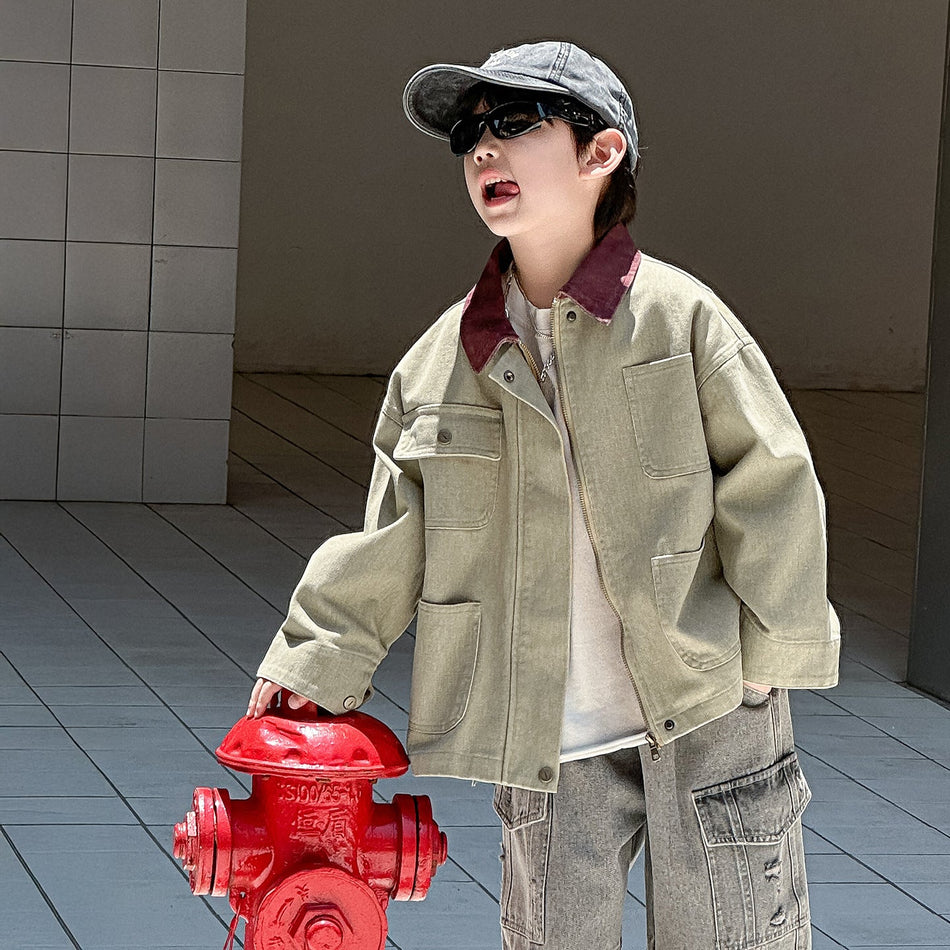 Boys’ Work Jacket – 2025 Trendy Kids’ Autumn Outerwear