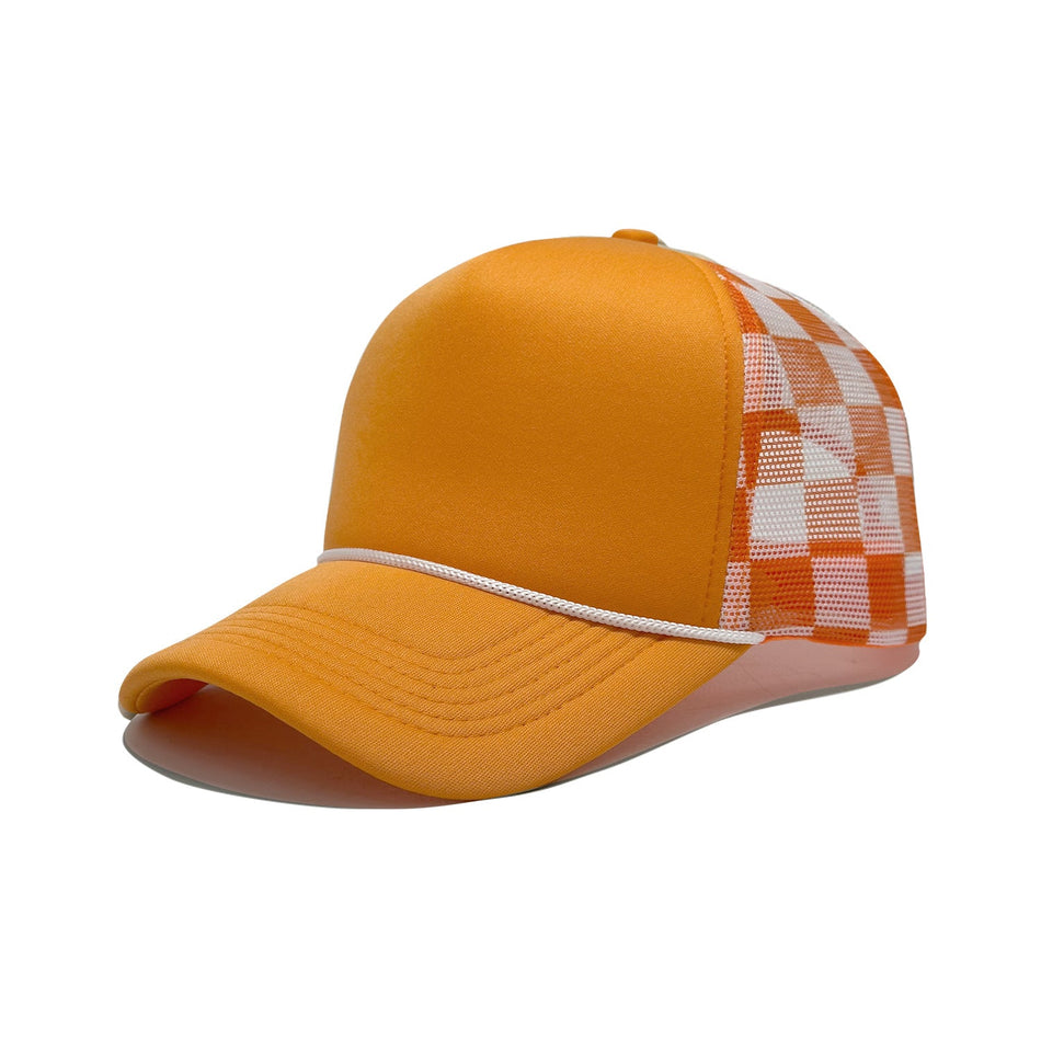 Unisex Checkerboard Mesh Trucker Baseball Cap with Custom Logo
